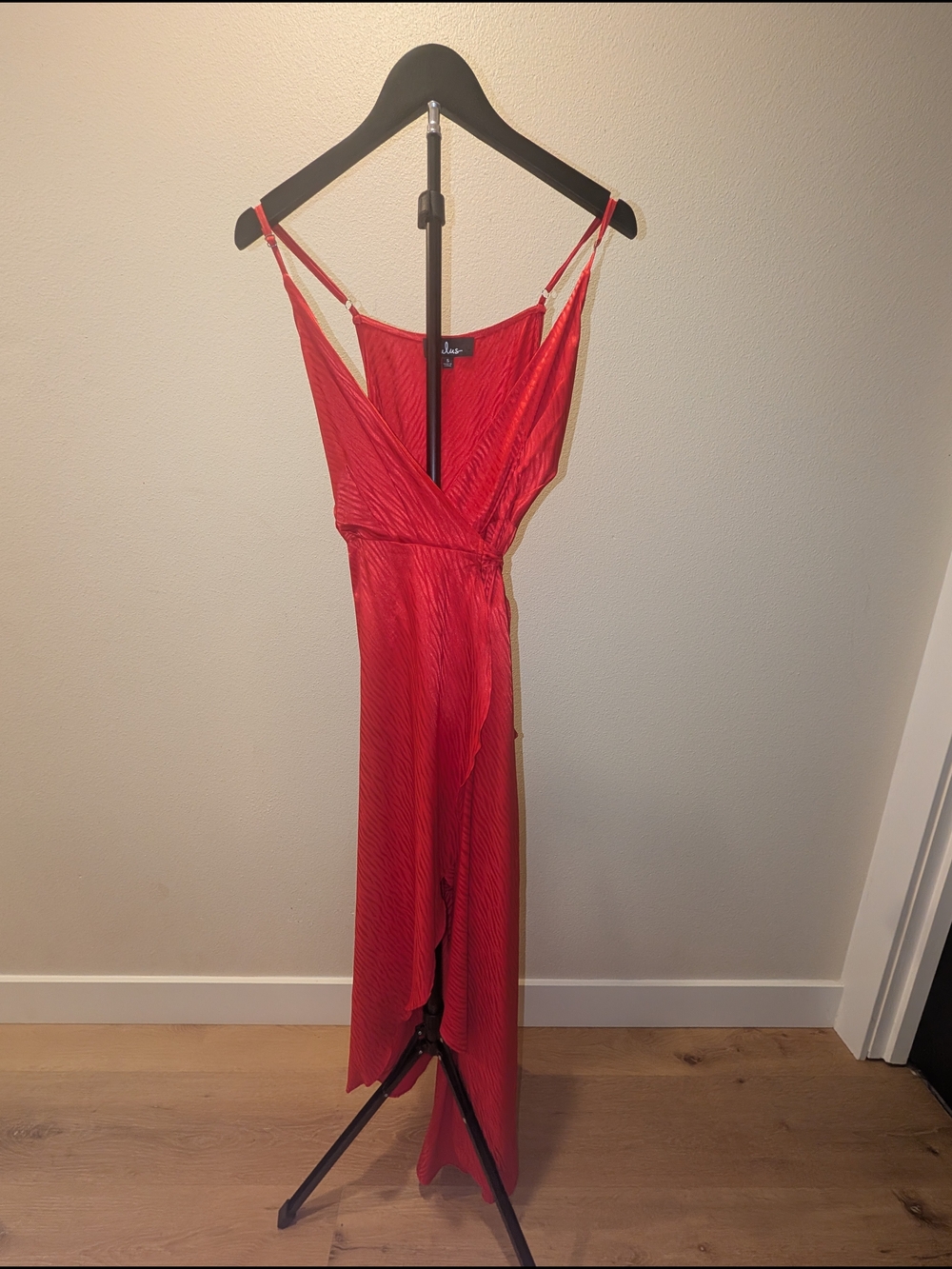Lulu's Red Pleated Wrap-Front Maxi Dress